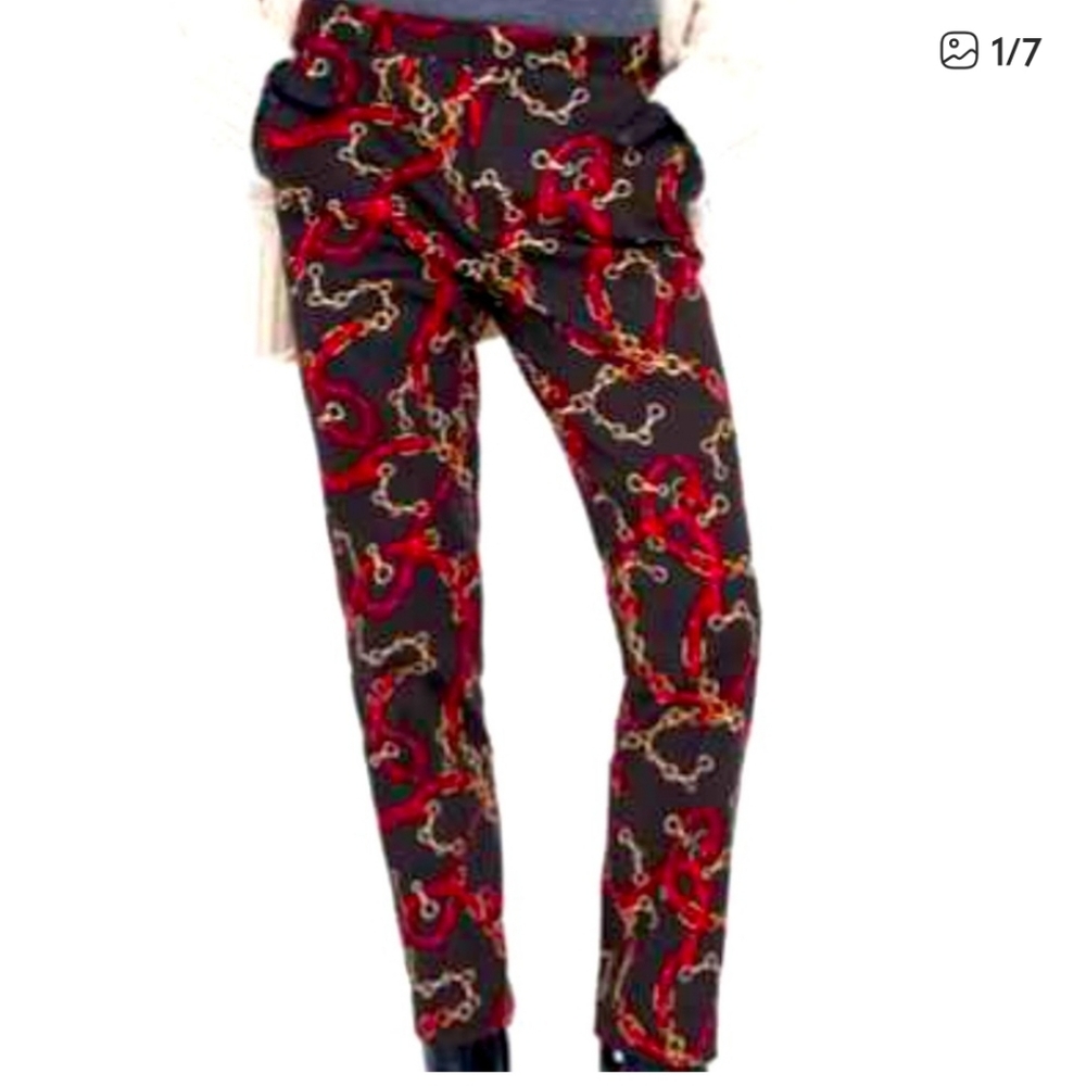 Zara Chain Print Cropped Pants Size XS